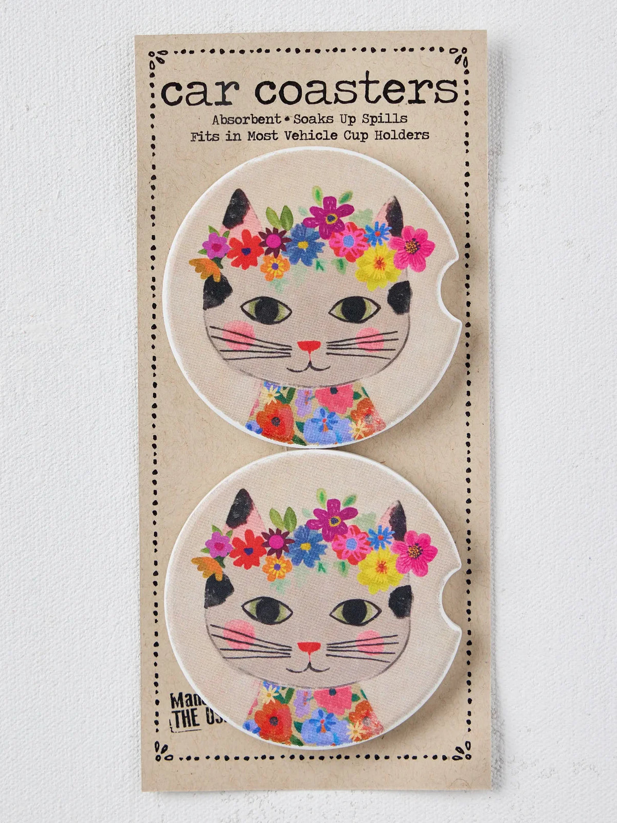 Car Coasters-Floral Cat