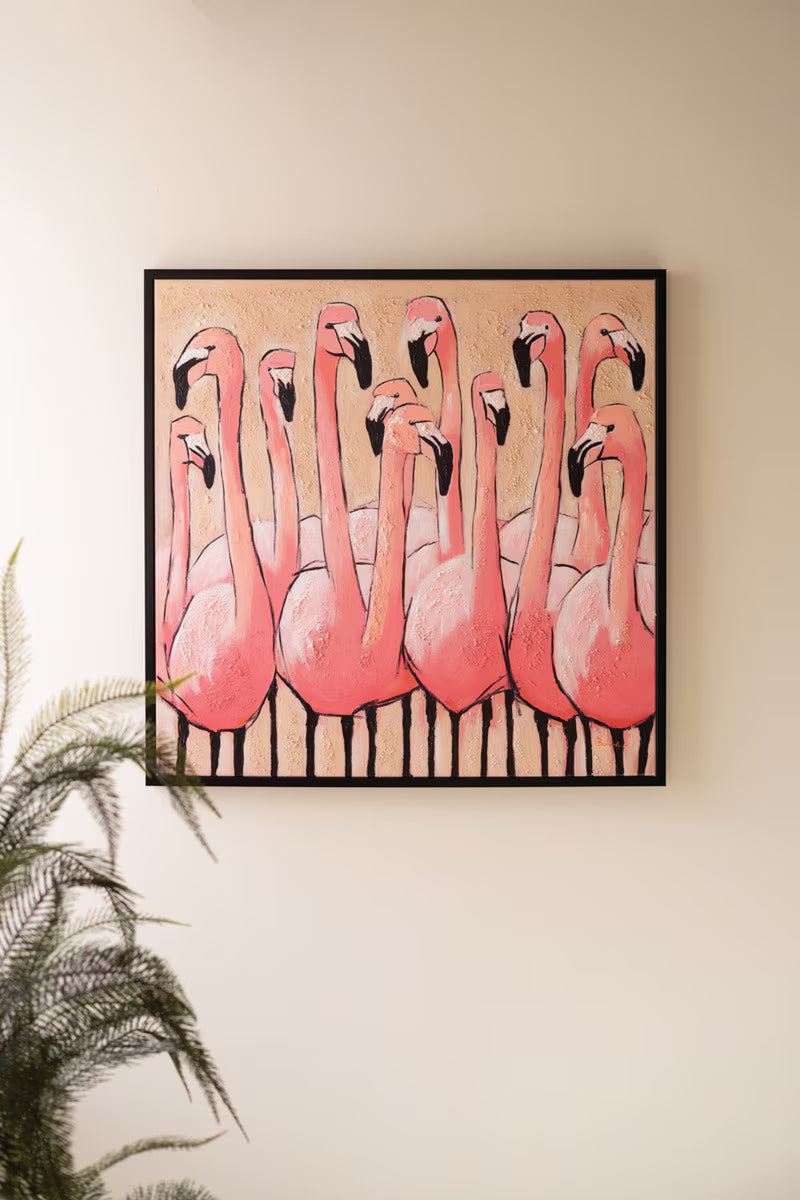 Framed Flamingo Painting