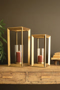 Metal Framed Lanterns with Clear Glass Hurricanes