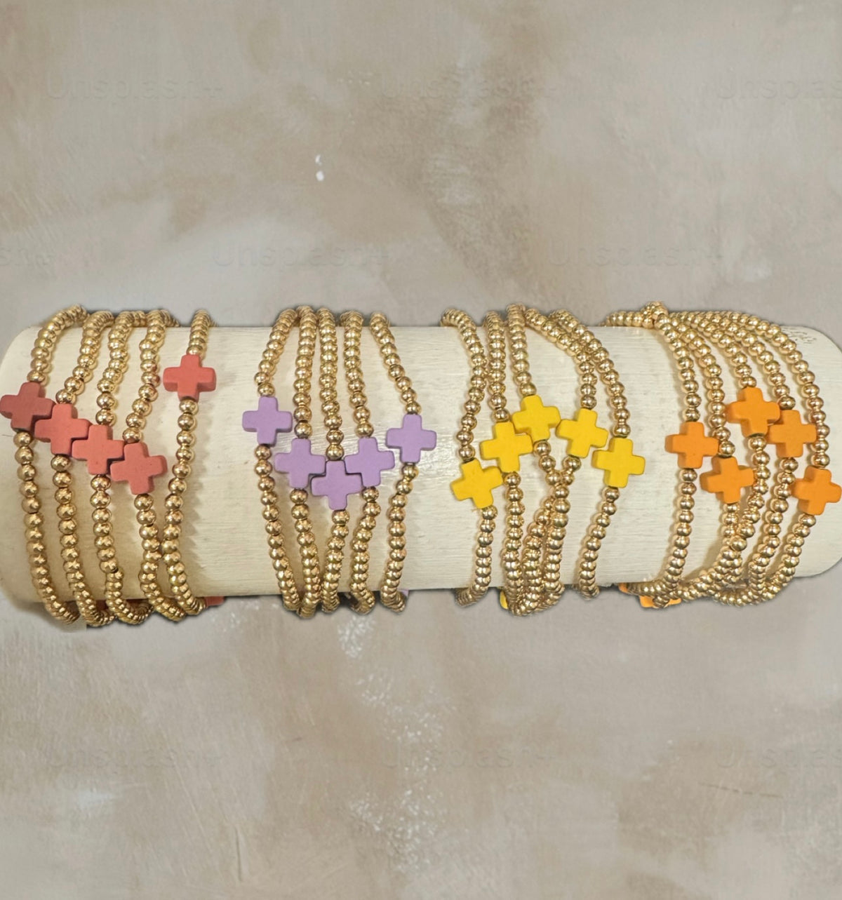 Clay Bead Cross Bracelet Set
