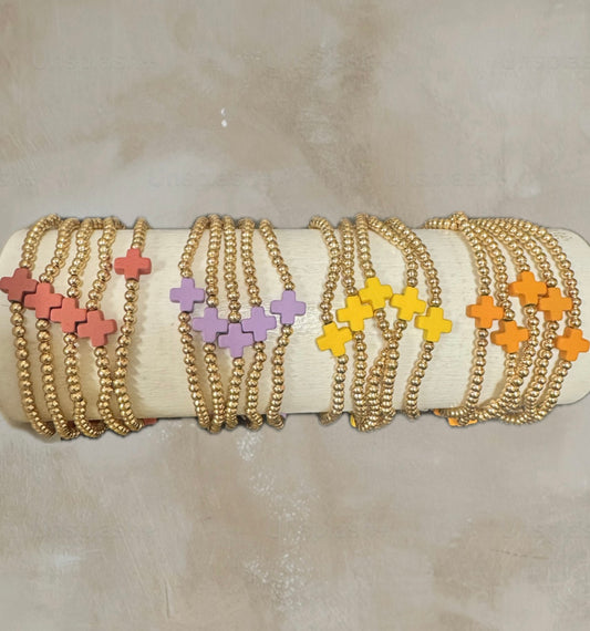 Clay Bead Cross Bracelet Set