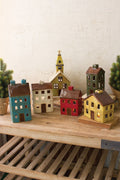 Set of 6 Colorful Ceramic Village Luminaries