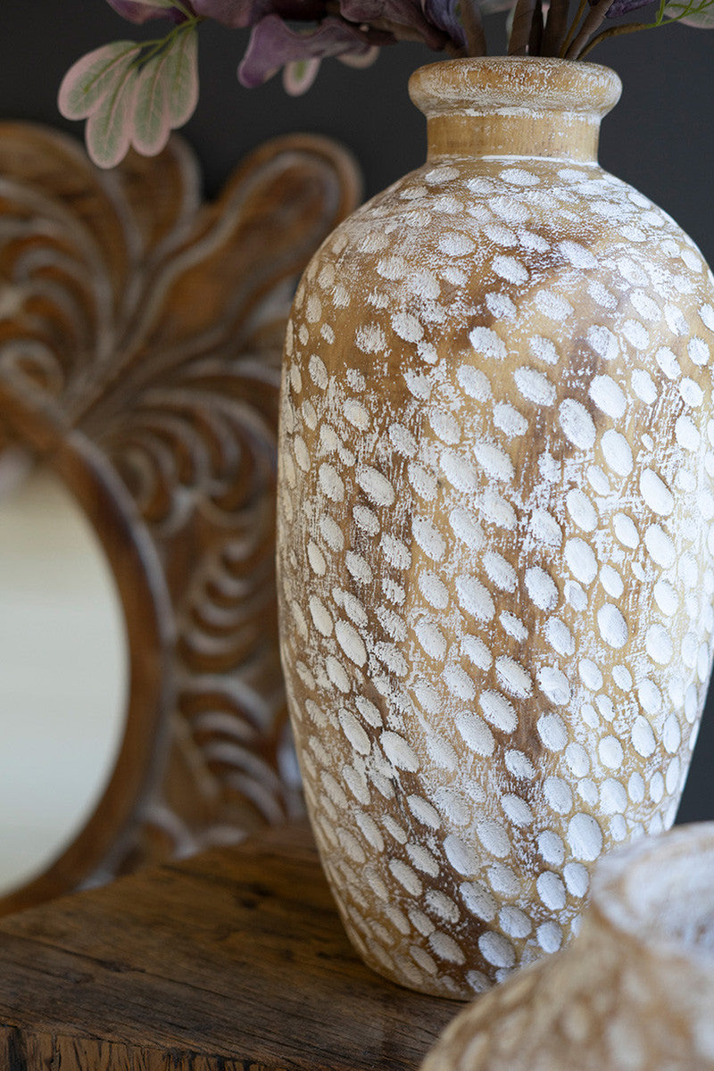 White-Washed Wood Vase