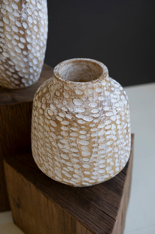 White-Washed Wood Vase