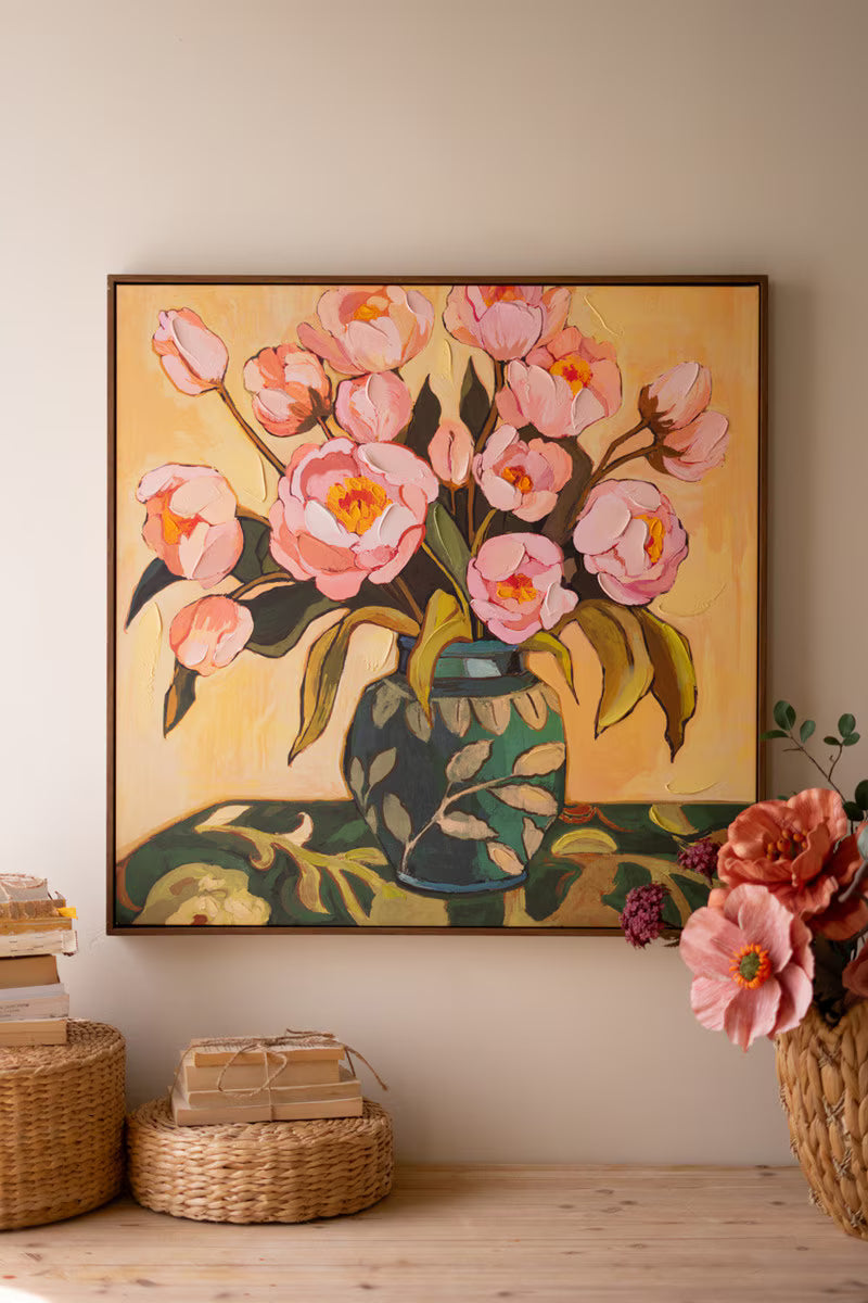Framed Peonies in Vase Painting