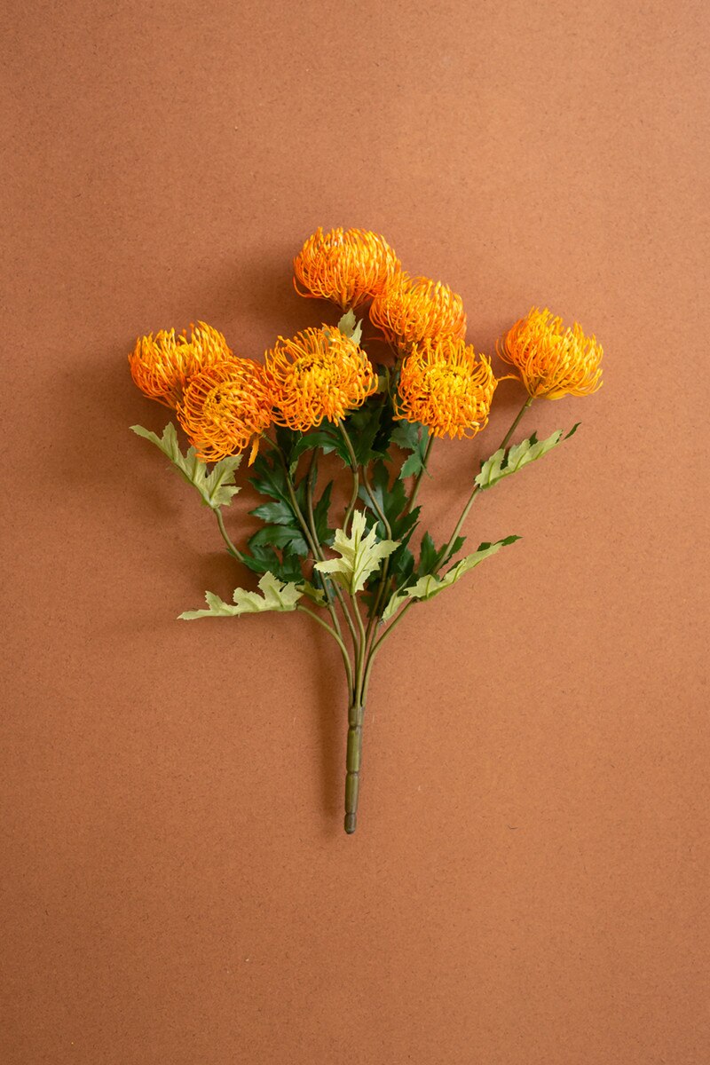 Artificial Orange Pincushion Protea