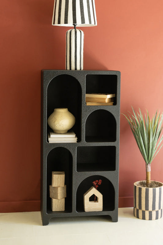 Tall Textured Black Cubbie Cabinet