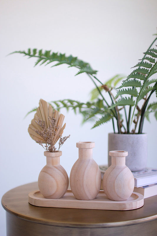 Wooden Bud Vase Tray