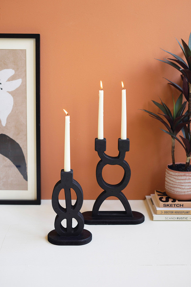 Black Wooden Taper Holder