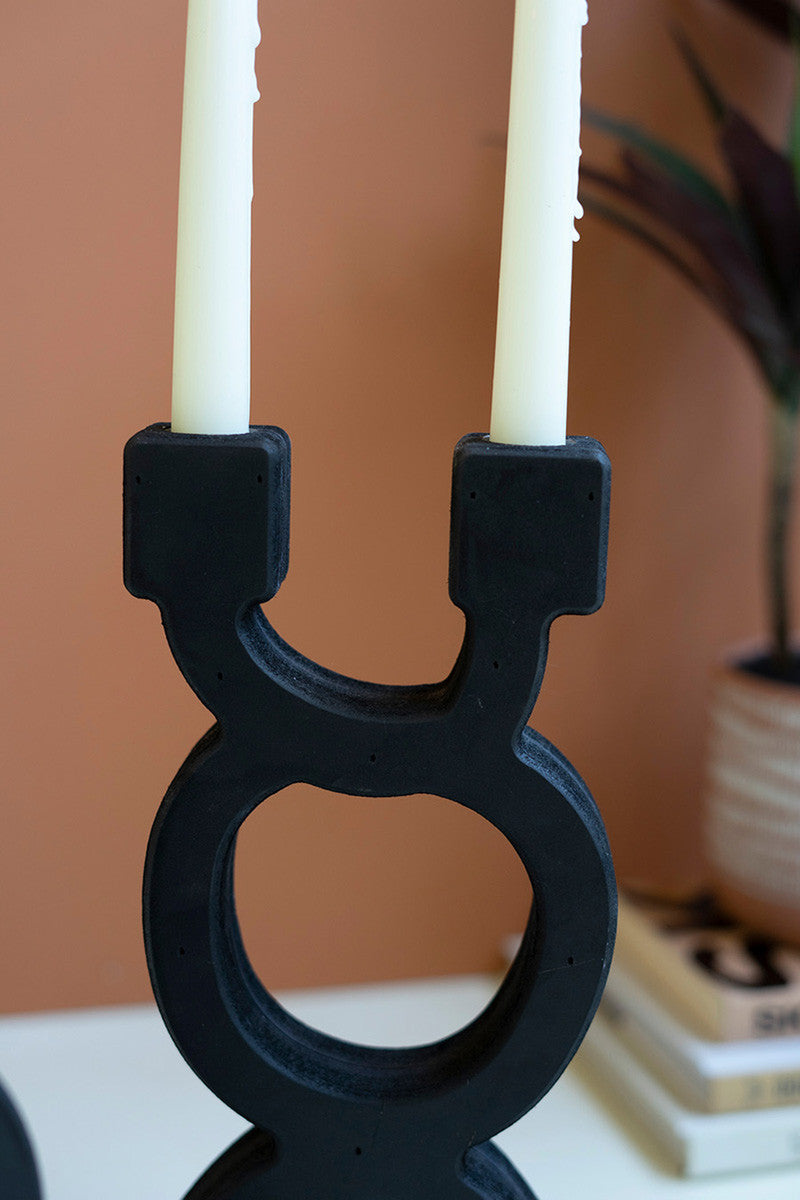 Black Wooden Taper Holder