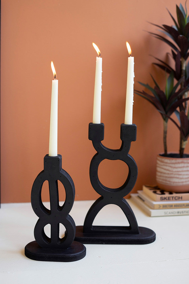 Black Wooden Taper Holder