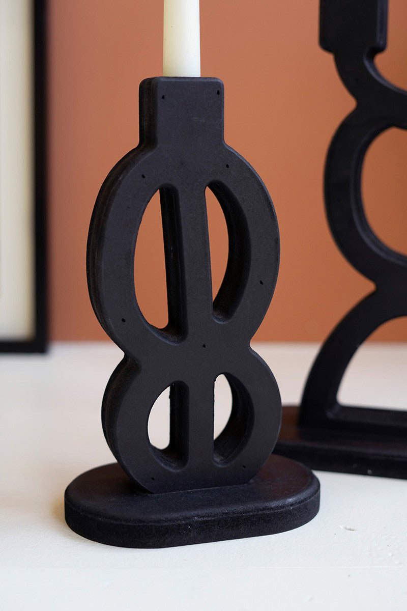 Black Wooden Taper Holder