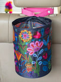 Pop-Up Car Trash Can - Navy Folk Flower