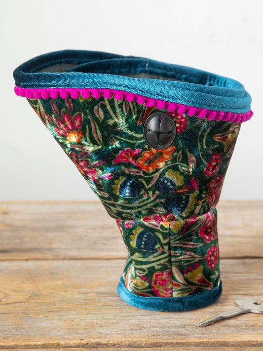 Car Cup Holder Organizer - Green Painterly Vines Velvet