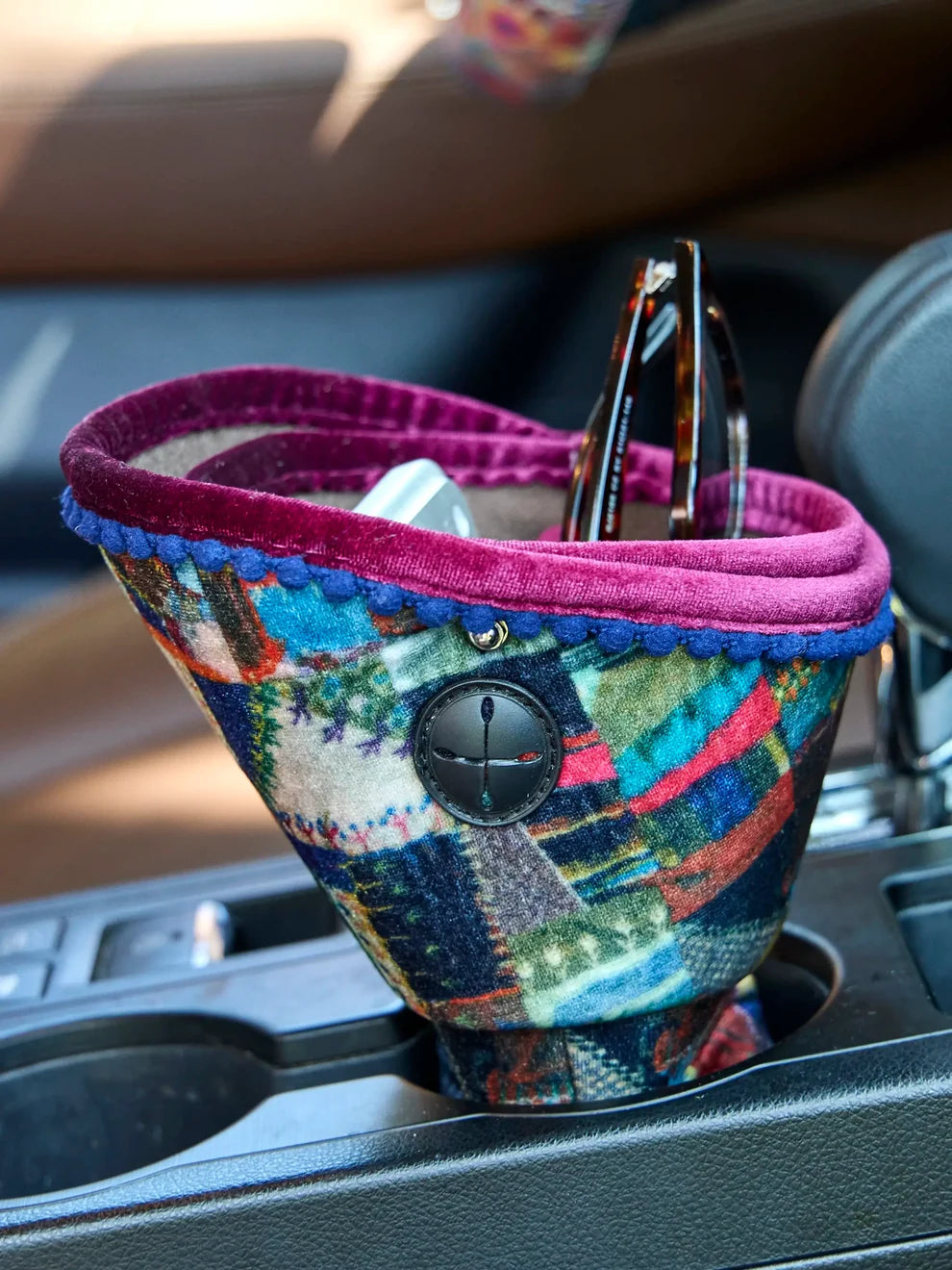 Car Cup Holder Organizer - Artisan Stitches Multi