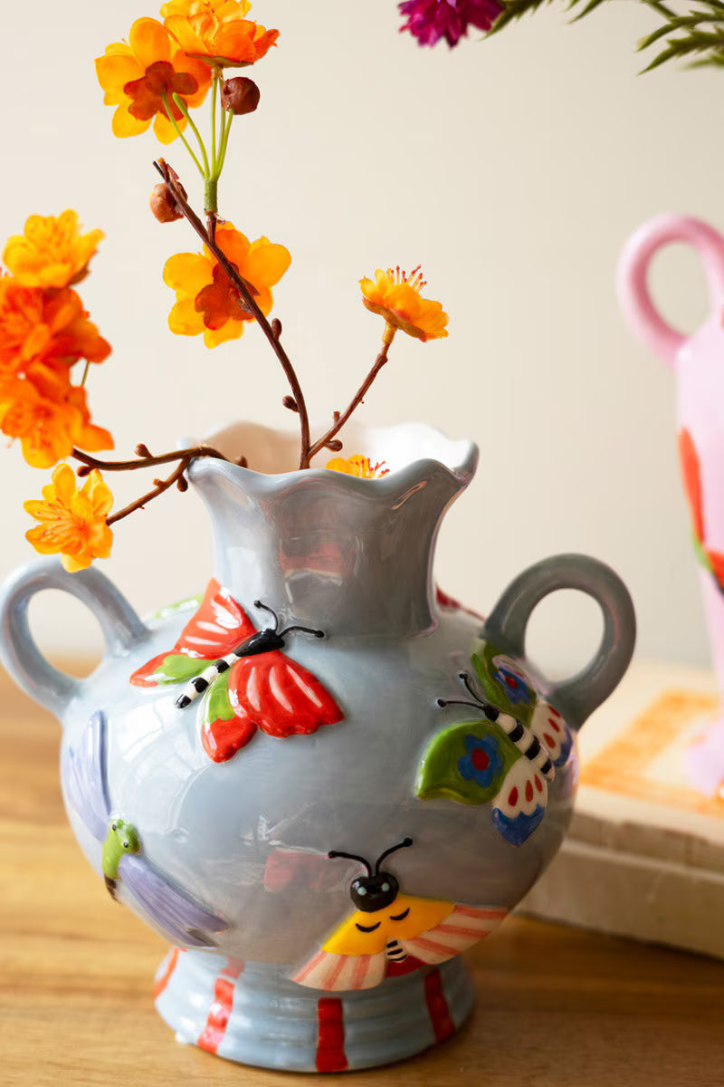 Ceramic Butterfly and Moth Vases