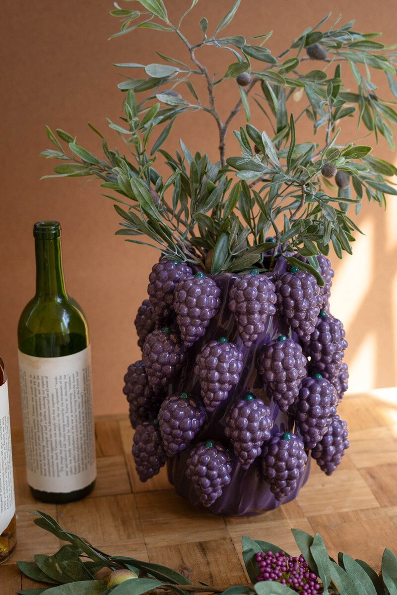Ceramic Grapes Vase