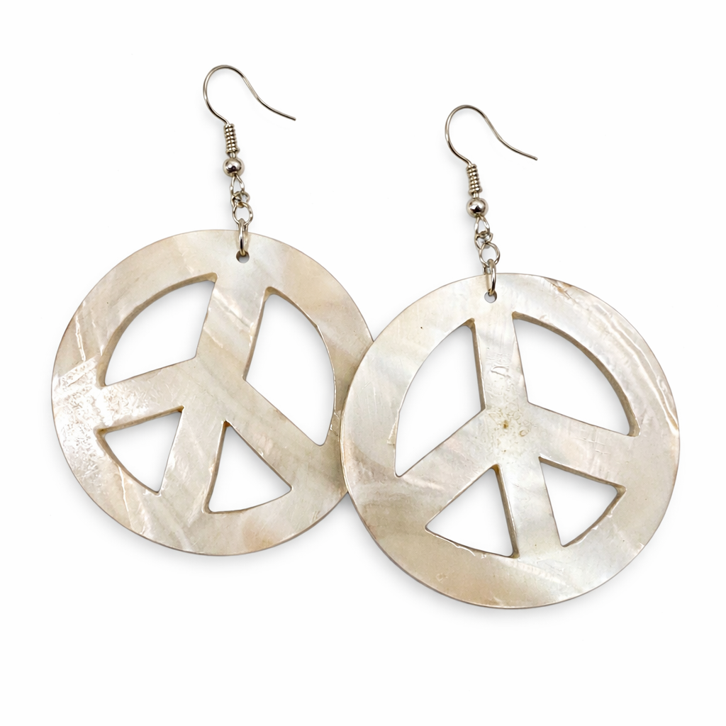 White Peace Earrings