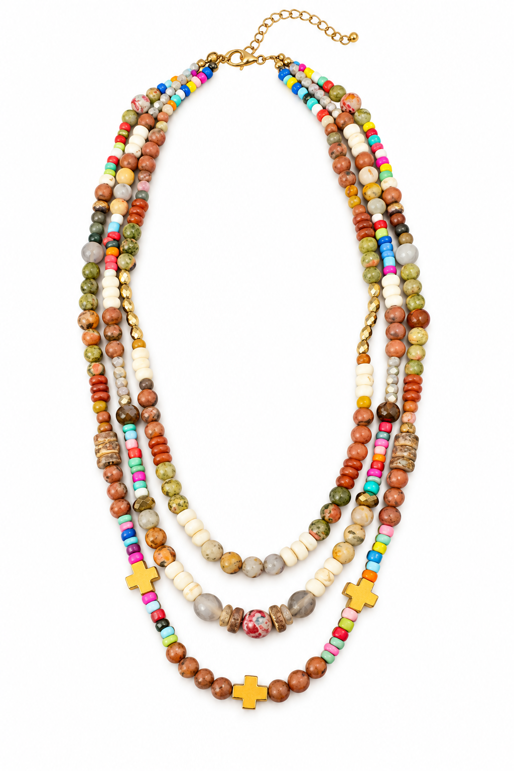 Beaded Triple Layer Necklace