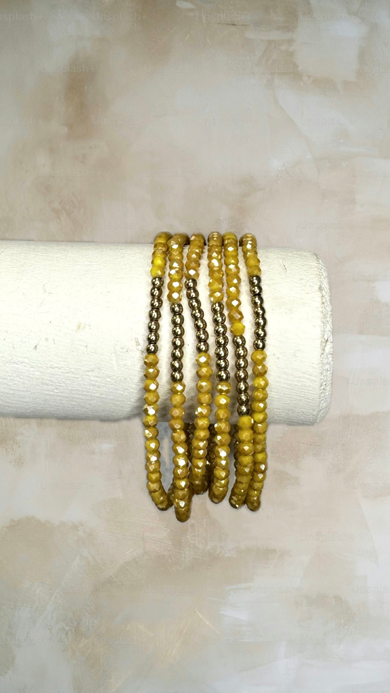 Glass Bead & Gold Bracelet Set