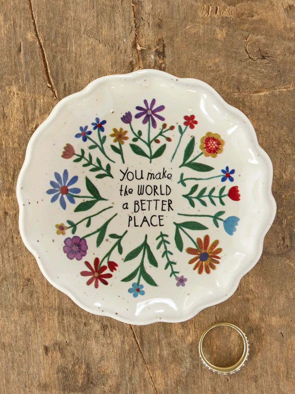 Scalloped Edge Trinket Dish - You Make The World Better