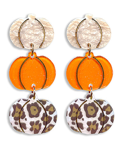 3 Pumpkin Dangle Earrings