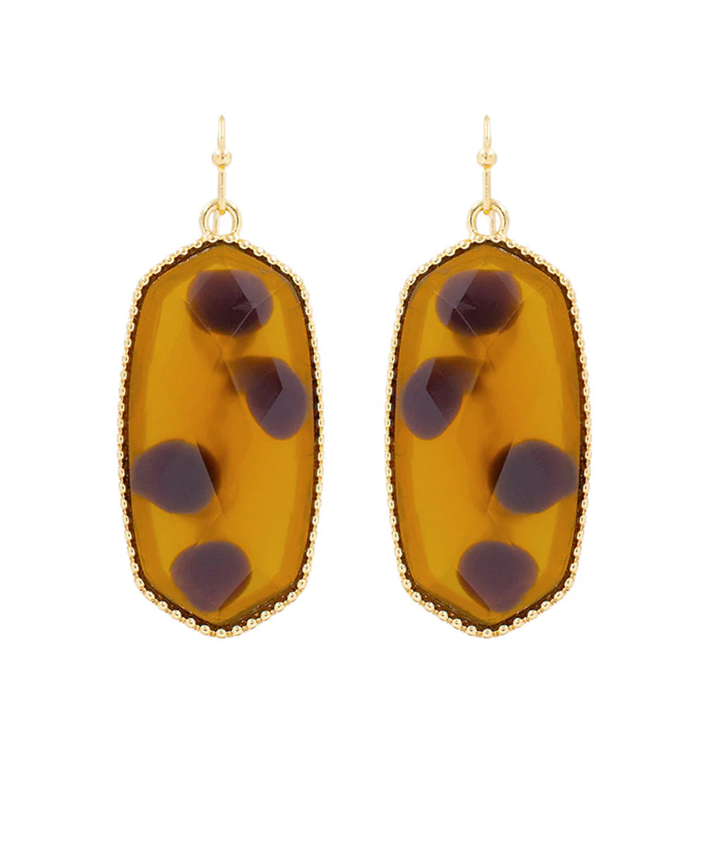 Hexagon Stone Drop Earrings