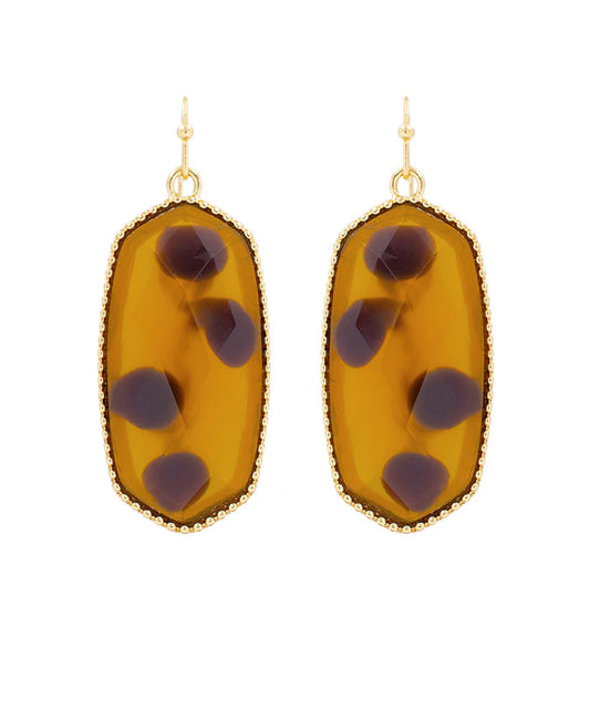 Hexagon Stone Drop Earrings