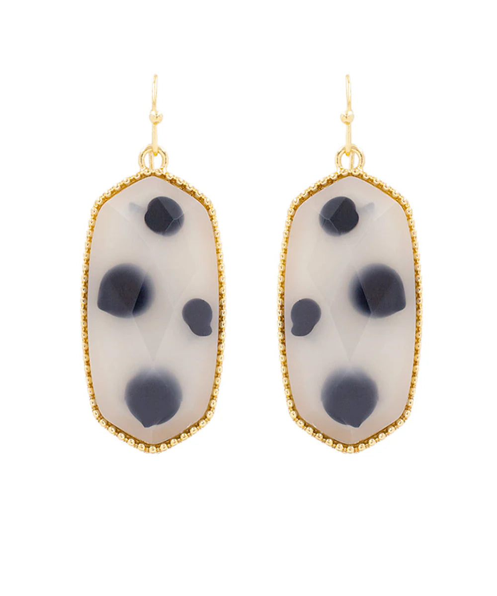 Hexagon Stone Drop Earrings