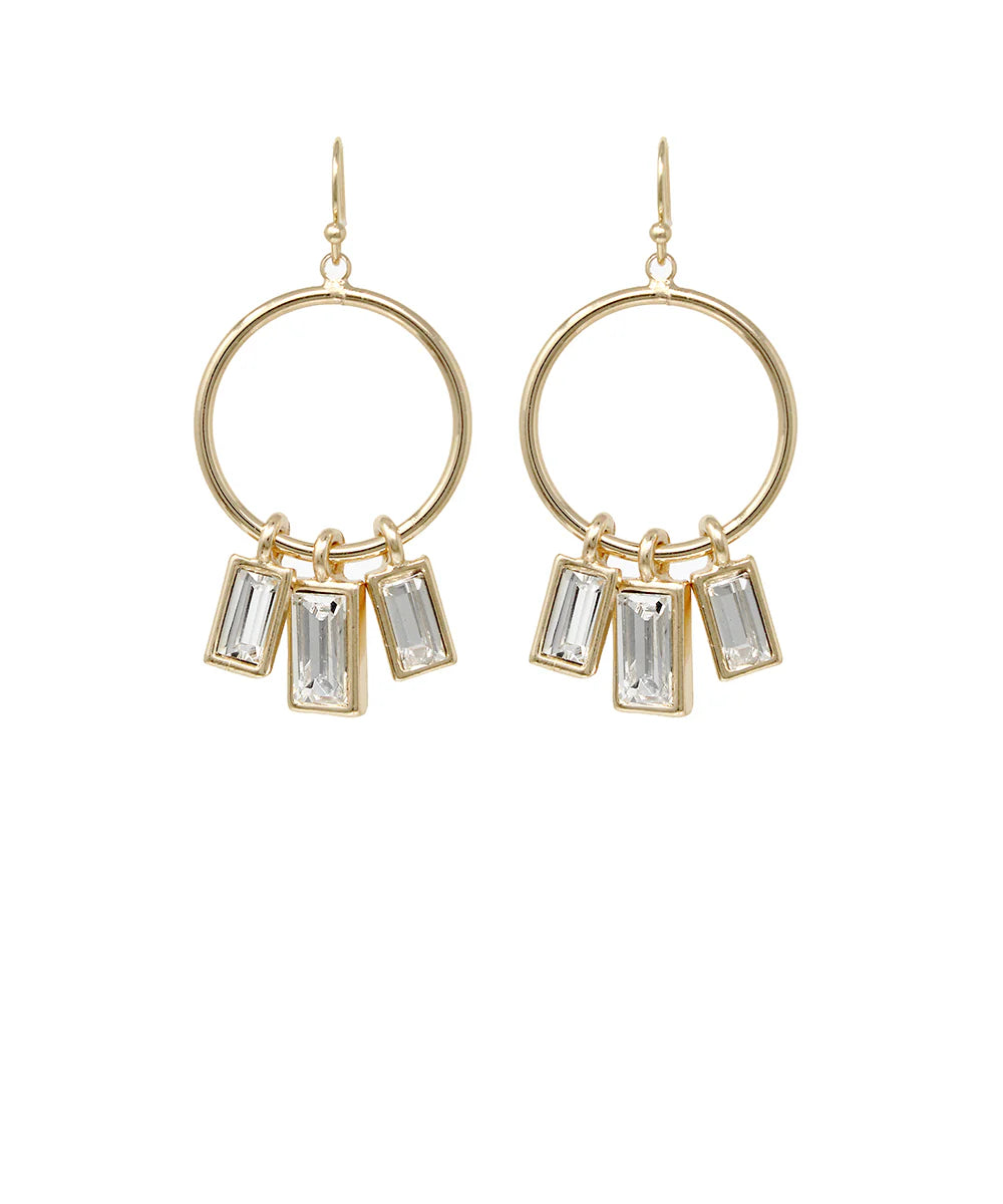3 Baguette Charm Ring Earrings