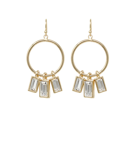3 Baguette Charm Ring Earrings