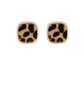Animal Print Square Leather Earrings