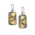 Aqua Triangle Copper Patina Earrings