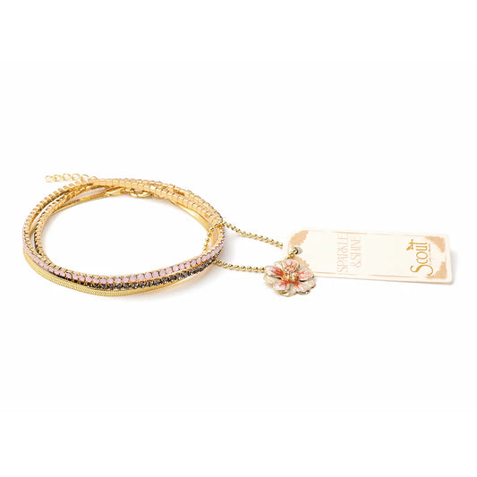 Sparkle & Shine Rhinestone Bracelet Trio - Rose Water Opal/Gold