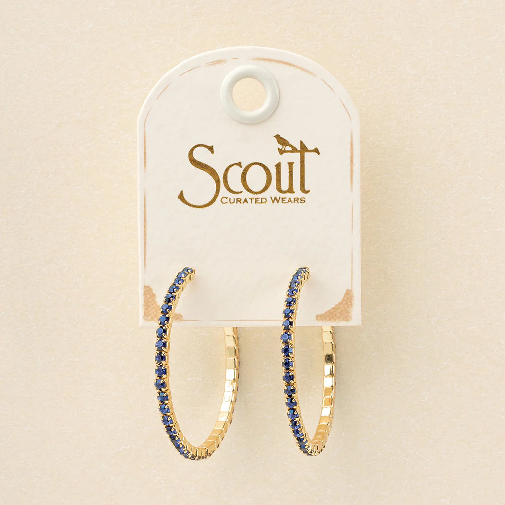 Sparkle & Shine Rhinestone Hoop Earrings - Montana Blue/Gold