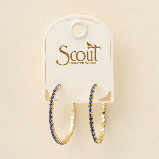 Sparkle & Shine Rhinestone Hoop Earrings - Montana Blue/Gold