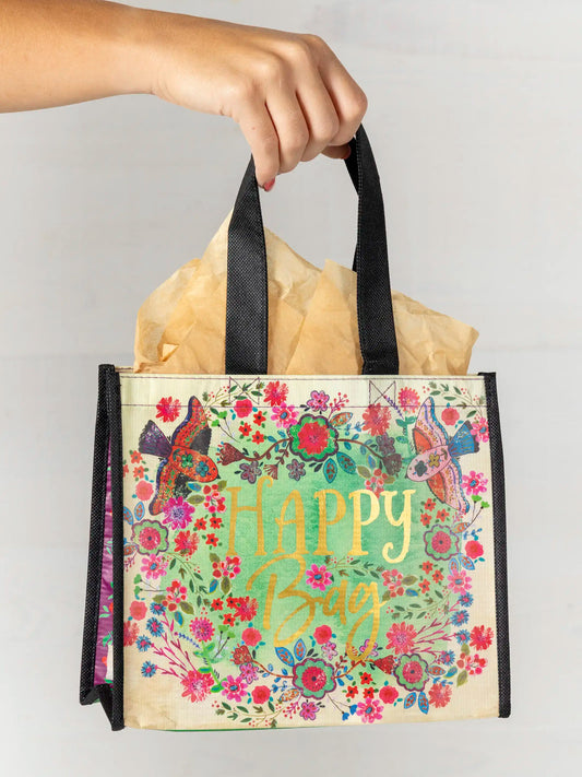 Medium Happy Bag- Cream Birds