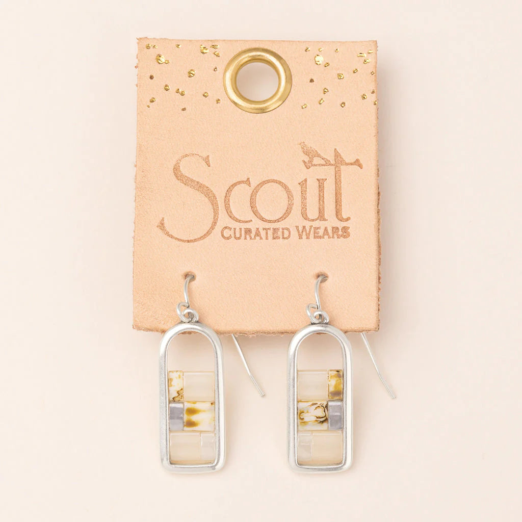 Good Karma Miyuki Frame Earring - Ivory/Silver