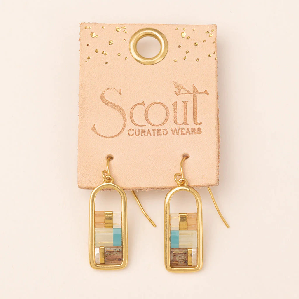 Good Karma Miyuki Frame Earring - Mint/Peach/Gold