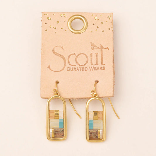 Good Karma Miyuki Frame Earring - Mint/Peach/Gold