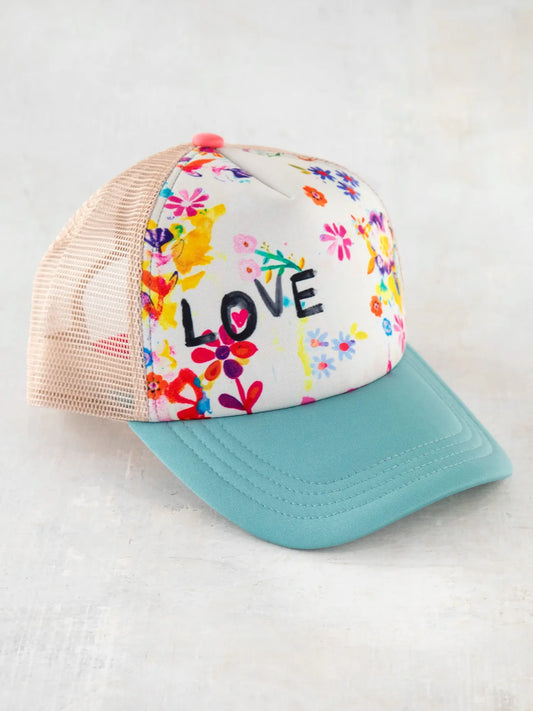 Adjustable Trucker Hat- Cream Love