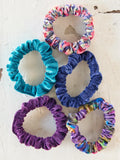 Velvet Scrunchies, Set of 5 - Blue
