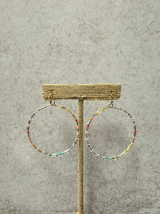 Clear Acrylic and Multi Beaded Hoops