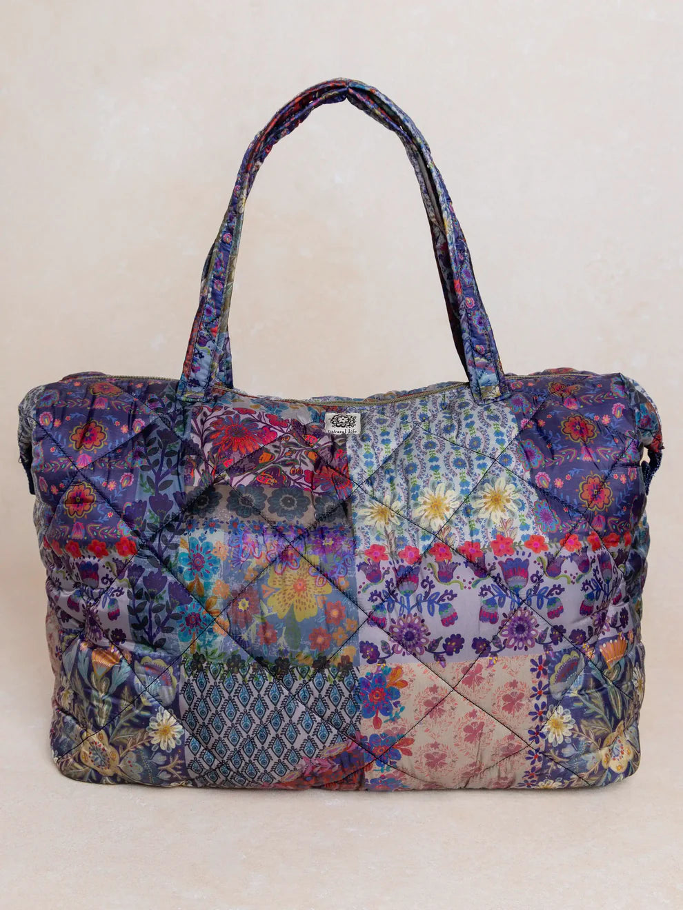 Blue Patchwork Puffy Weekender Bag