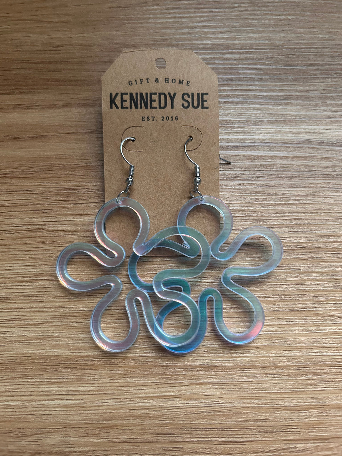 Iridescent Acrylic Flower Earrings