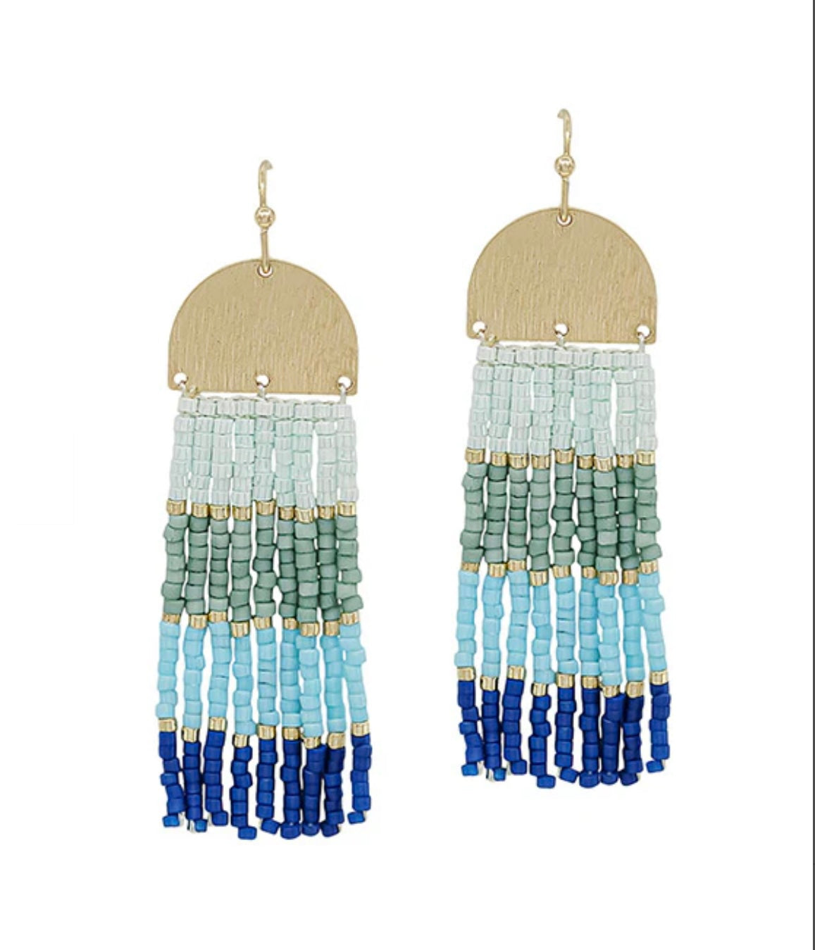 Ombre Seed Bead Tassel Earrings