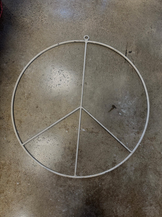 Acid White Wash Wrought Iron Peace Sign