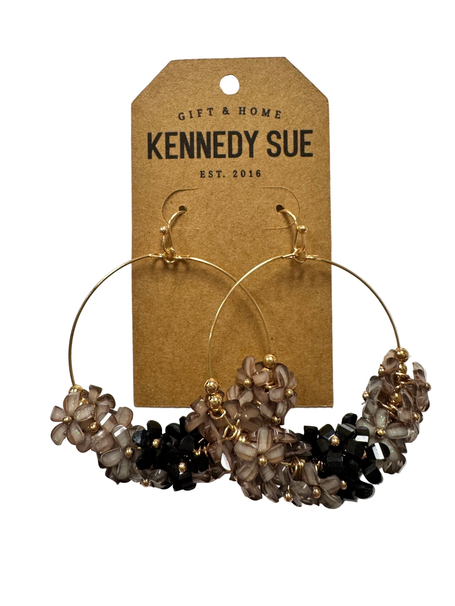 Flower Cluster Hoop Earrings