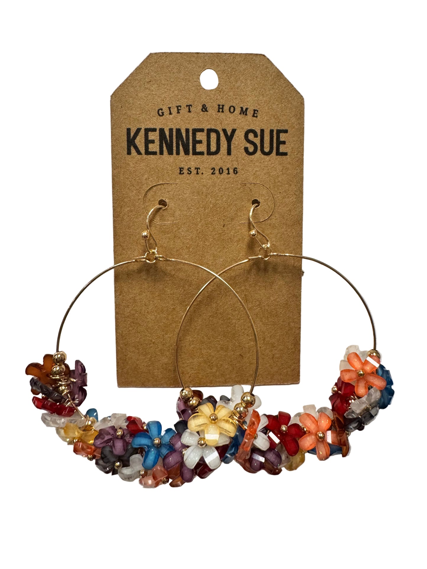 Flower Cluster Hoop Earrings