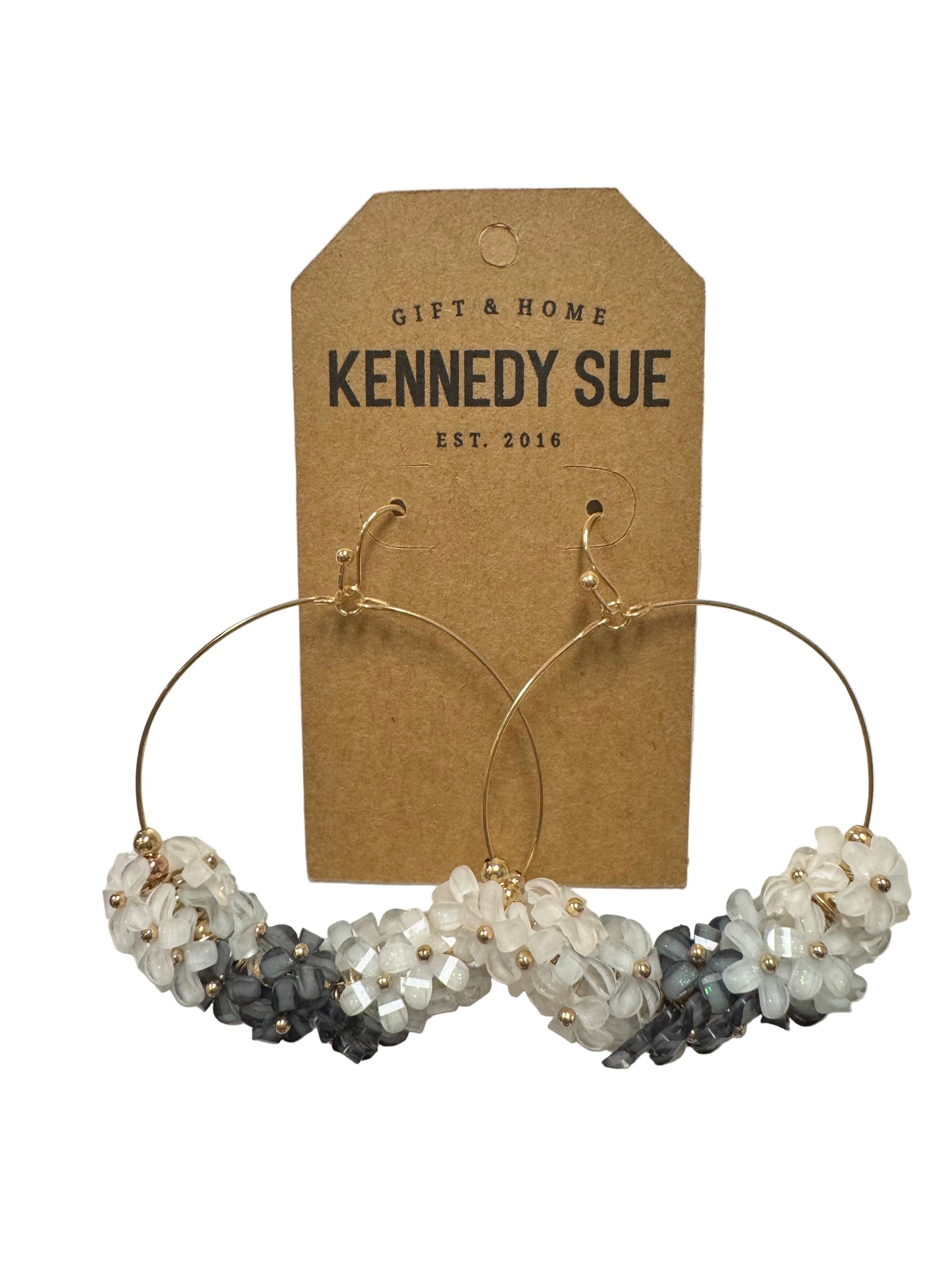 Flower Cluster Hoop Earrings